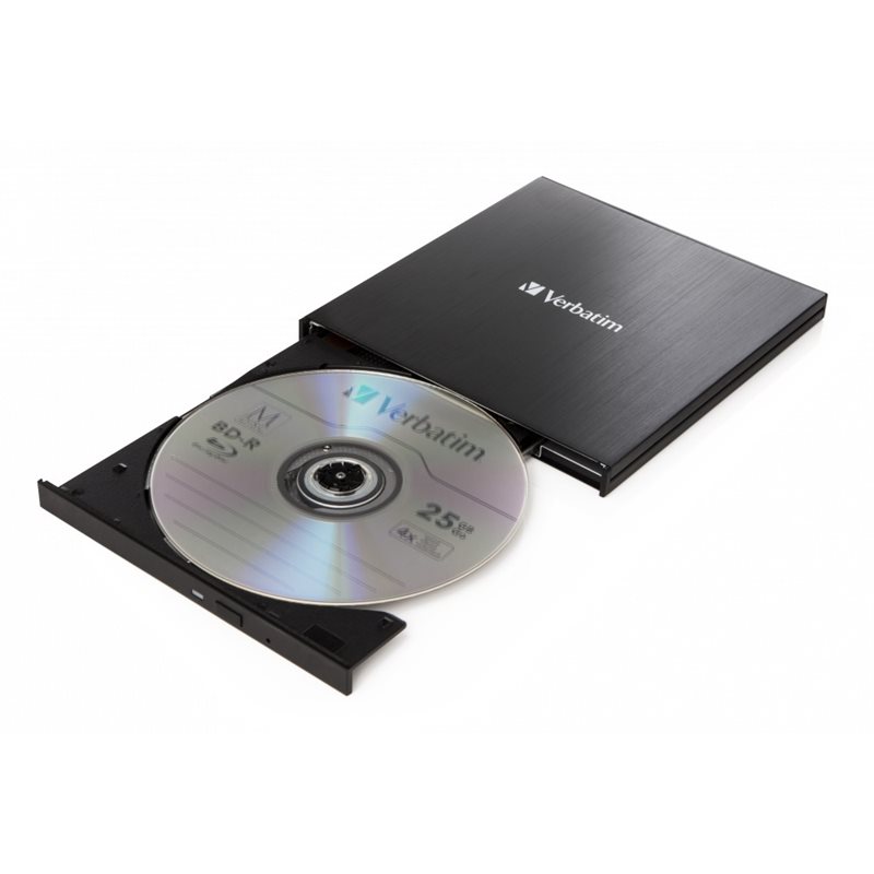 Verbatim (Outlet) Ultra HD 4K, ulkoinen Slimline Blu-ray polttava asema, USB Type-C 3.1 Gen1, musta