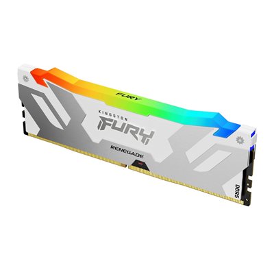 Kingston 16GB (1 x 16GB) FURY Renegade White RGB, DDR5 7200MHz, CL38, 1.45V, valkoinen/hopea