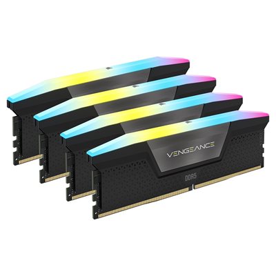 Corsair 96GB (4 x 24GB) Vengeance RGB, DDR5 6000MHz, CL30, 1.40V, musta/harmaa