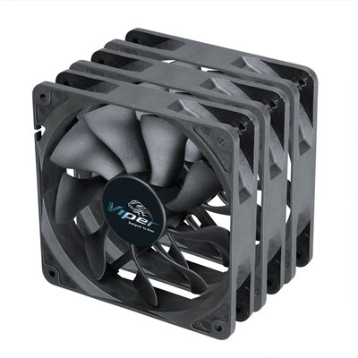 Akasa Viper, 120x120x25mm PWM-laitetuuletinsarja, 3kpl, musta