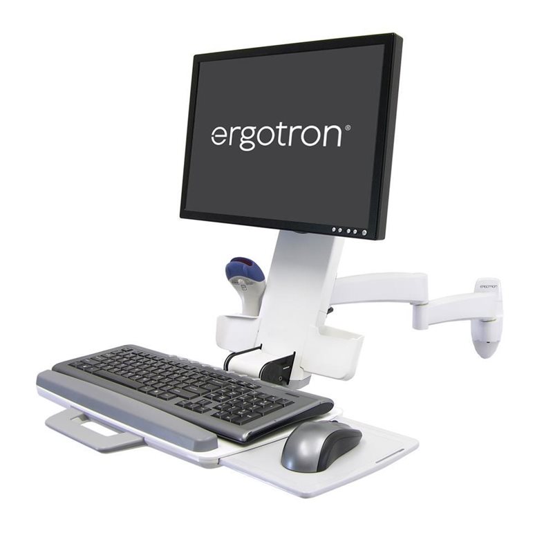 Ergotron ≤24" 200 Series Combo Arm Mount, -seinäteline näytölle ja näppäimistölle, valkoinen