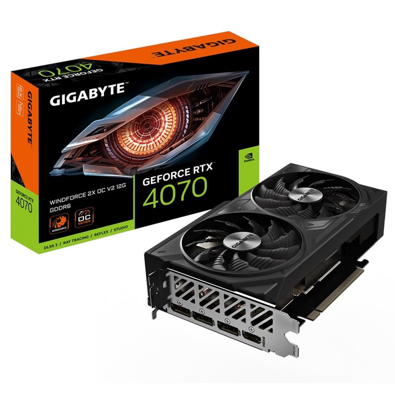 Gigabyte GeForce RTX 4070 WINDFORCE 2X OC V2 -näytönohjain, 12GB GDDR6