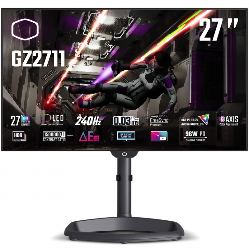 Cooler Master (Outlet) 27" Tempest GZ2711 OLED, 240Hz QHD-pelimonitori, musta