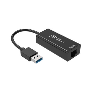 MicroConnect Gigabit Ethernet -verkkoadapteri, 3.0 USB-A, musta