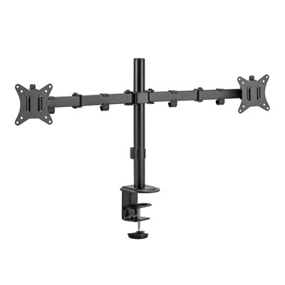 Deltaco 13-32" x2 Dual Desk Mount, näyttövarsi pöydälle kahdelle näytölle, musta