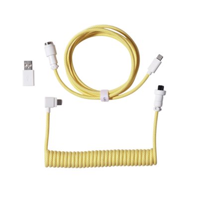 Keychron Coiled Aviator Cable 8K - Angled, näppäimistön kierrekaapeli, keltainen