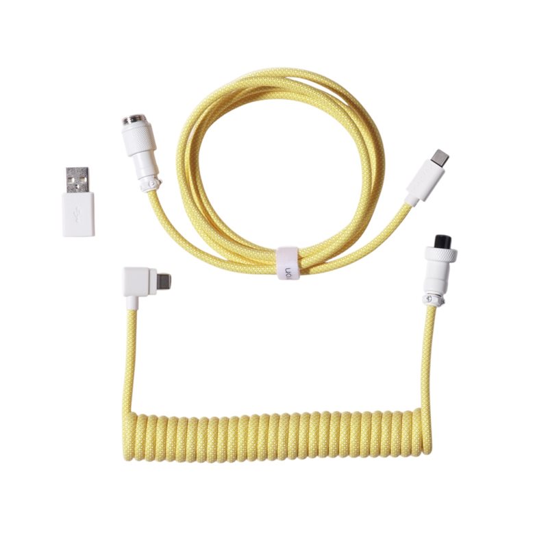 Keychron Coiled Aviator Cable 8K - Angled, näppäimistön kierrekaapeli, keltainen
