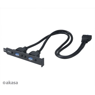 Akasa Sisäinen kaapeli 3.0 USB PCI-peitelevyyn, 3.0 USB 19-pin - 2x USB