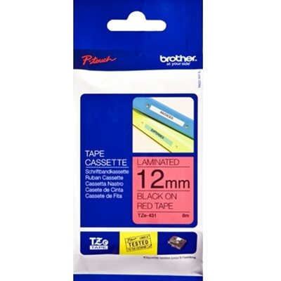 Brother TZE431 12 BLACK ON RED