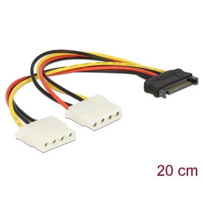 DeLock SATA virta -> 2 x 4-pin Molex naaras -adapterikaapeli, 20cm
