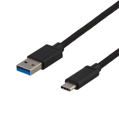 Deltaco 3.2 Gen1 USB-C - USB-A -kaapeli, PD3.0 3A 60W, 0,25m, musta