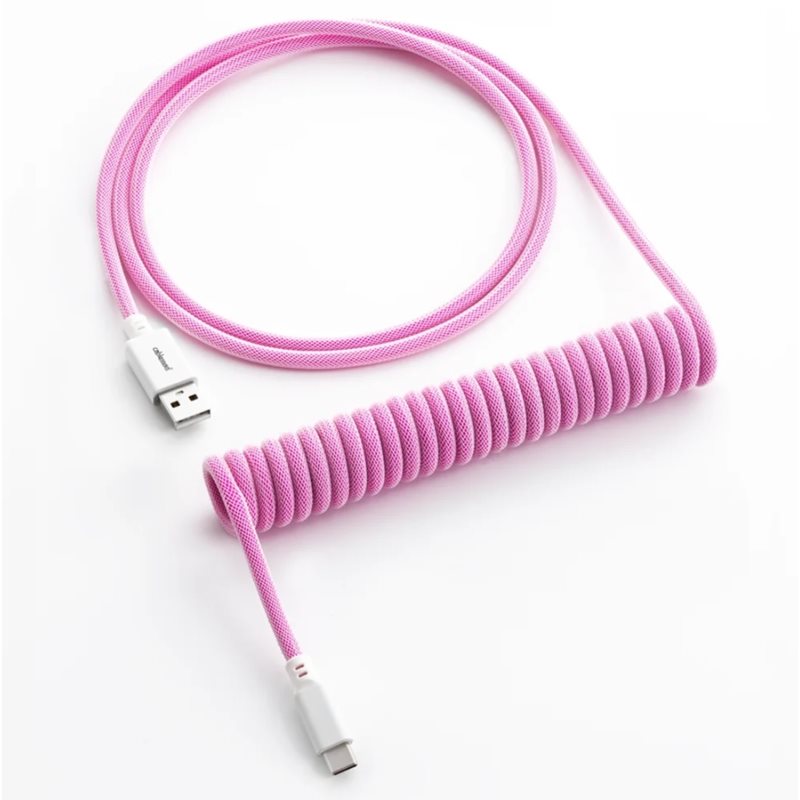 CableMod Classic Coiled Keyboard Cable, USB A -> USB Type C, 150cm, Strawberry Cream