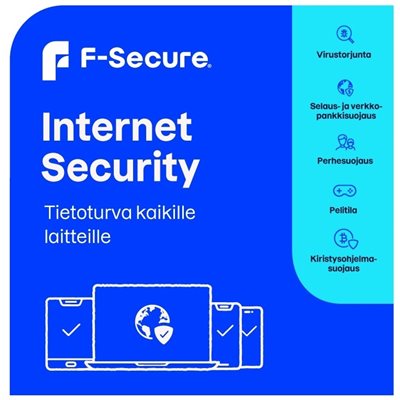 F-Secure Internet Security (Safe) -tilauslisenssi, 1 vuosi, 5 laitetta, e-key