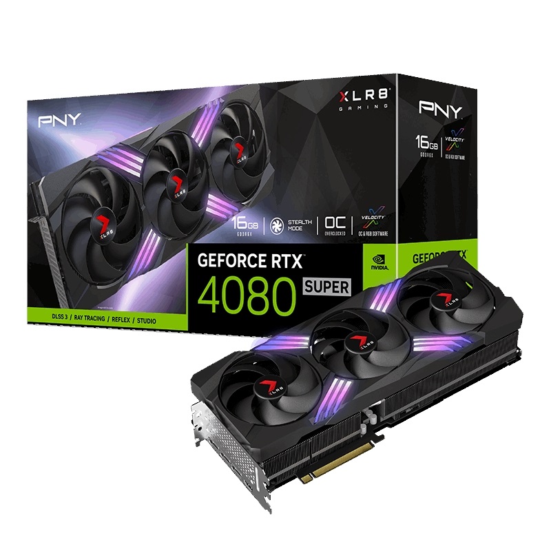 PNY GeForce RTX 4080 SUPER XLR8 Gaming VERTO EPIC-X RGB - OC Triple Fan -näytönohjain, 16GB GDDR6X