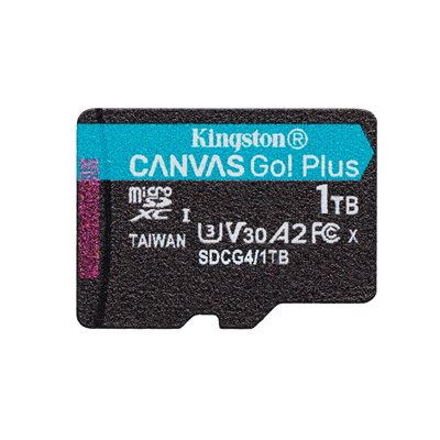 Kingston 1TB Canvas Go! Plus Gen4, microSDXC-muistikortti, UHS-1 V30 U3 A2, jopa 200/160 MB/s