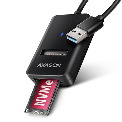 AXAGON M.2 NVMe & SATA SSD -> 10Gbps USB-A -adapteri, musta