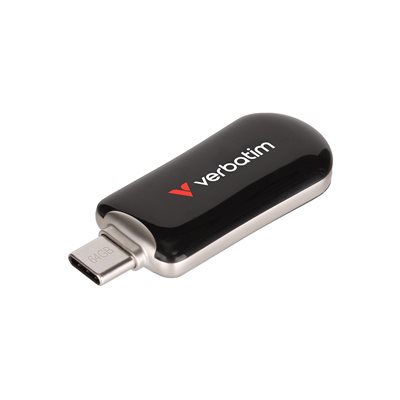 Verbatim 64GB Plectra, 3.2 Gen1 USB-C -muistitikku, 100/25 MB/s, musta