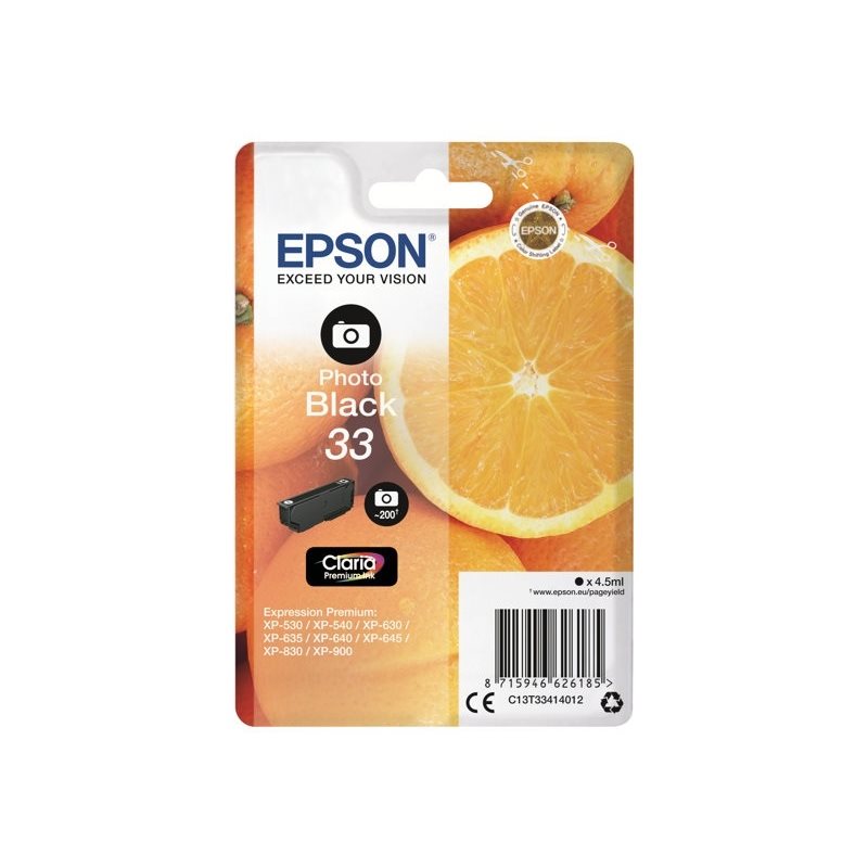 Epson 33 Claria Premium Ink Oranges -väriainekasetti, musta (SEC)