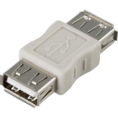 Deltaco USB-A sukupuolenvaihtaja, naaras-naaras, harmaa