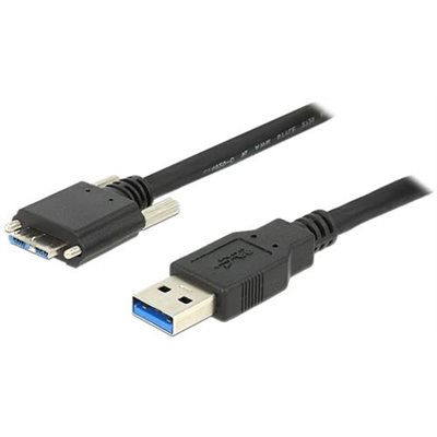 DeLock 3.2 Gen1 USB-A - Micro-B -kaapeli, ruuvattava, 1m, musta