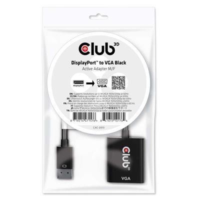 Club 3D DisplayPort -> VGA -adapteri, aktiivinen, musta