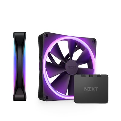 NZXT F140 RGB Duo - Twin Pack, 140mm PWM-laitetuuletinsarja + kontrolleri, musta