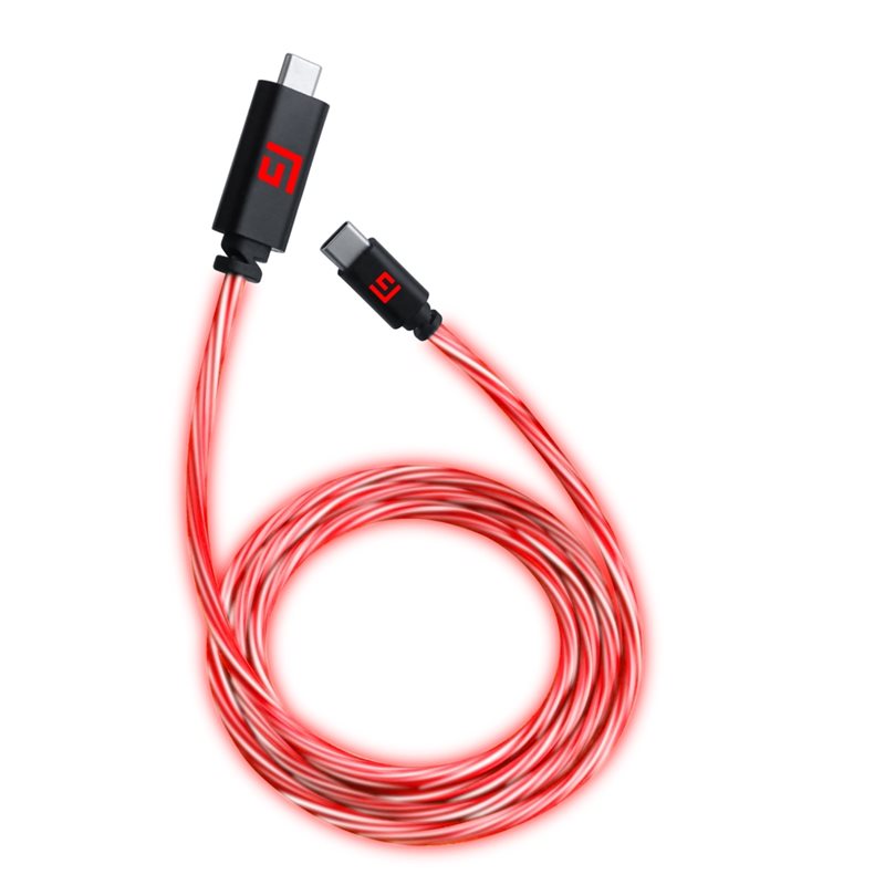 FLOATING GRIP LED USB-C/C -kaapeli, 3m, punainen