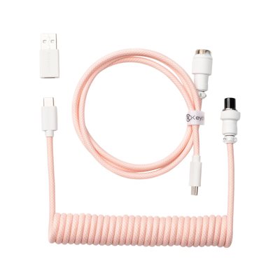 Keychron Coiled Aviator Cable - Light Pink, näppäimistön kierrekaapeli
