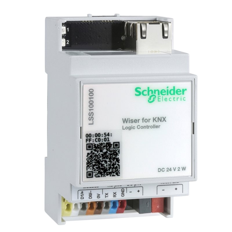 Schneider Electric Wiser for KNX -ohjain Modbus + Bacnet + IP + visualisointi DIN-kiskoon