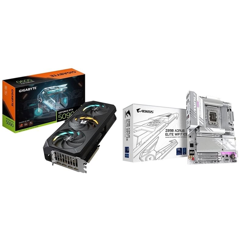 Gigabyte GeForce RTX 5090 GAMING OC + Z890 AORUS ELITE WIFI7 ICE -tuotepaketti