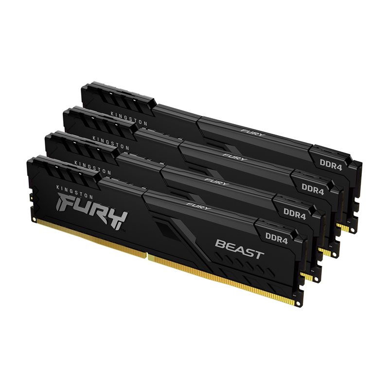 Kingston (Outlet) 128GB (4 x 32GB) FURY Beast, DDR4 3200MHz, CL16, 1.35V, musta