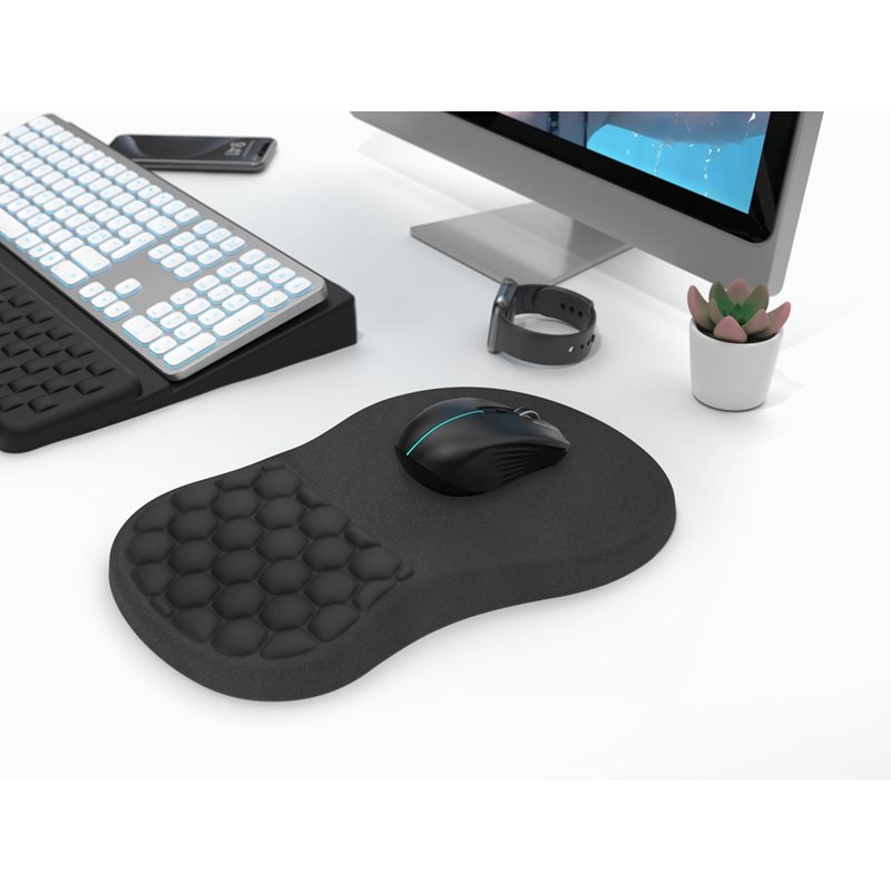 Deltaco Ergonominen hiirimatto rannetuella, musta
