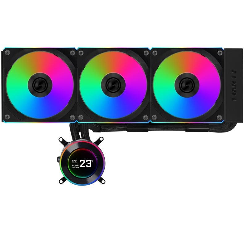 Lian Li Hydroshift II LCD-C 360CL, 360mm AIO-nestejäähdytysratkaisu prosessorille, musta