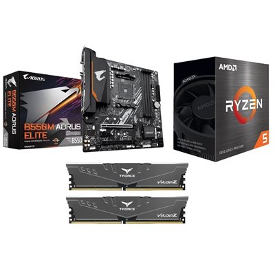 Gigabyte B550M AORUS ELITE + Ryzen 5 5600T + 16GB DDR4 3200MHz -tuotepaketti