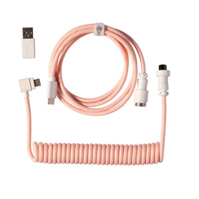 Keychron Coiled Aviator Cable 8K - Angled, näppäimistön kierrekaapeli, vaaleanpunainen