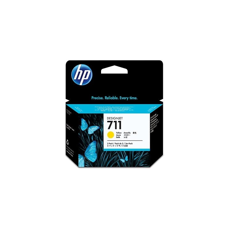 HP 711 3-pack 29-ml, Keltainen, Mustepatruuna