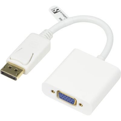 Deltaco DisplayPort - VGA -adapteri, 0,2m, valkoinen