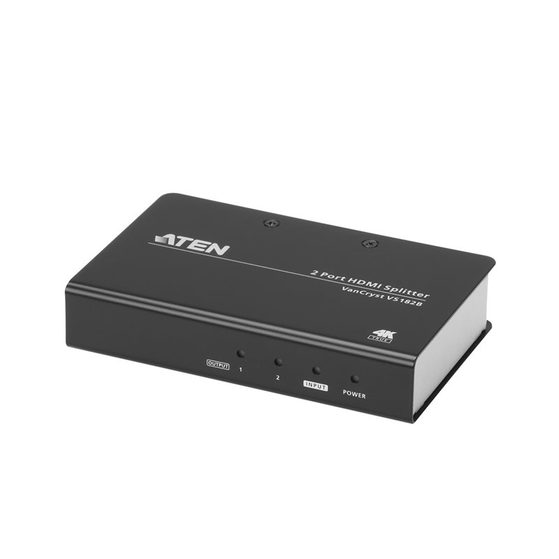 Aten VS182B, 2-porttinen True 4K HDMI -jakaja, musta/harmaa