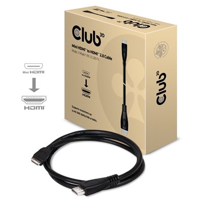 Club 3D Mini HDMI -> HDMI 2.0 UHD 4K60Hz, 1m, musta