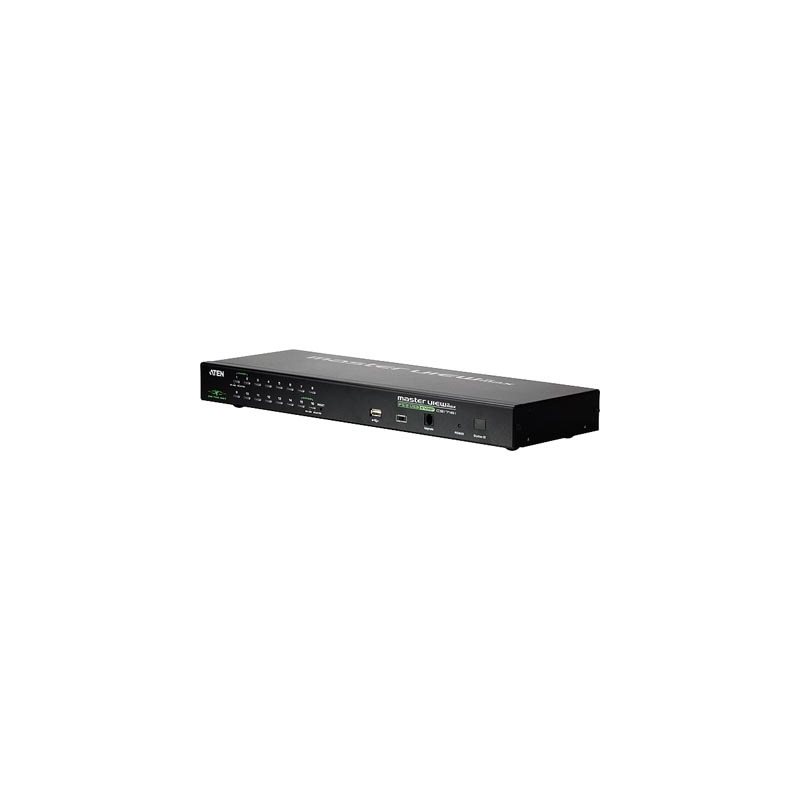 Aten KVM-kytkin 16 koneelle, USB/PS2, 19", 1U, LAN/WAN-ohjaus,musta