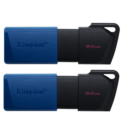 Kingston 64GB DataTraveler Exodia M, 3.2 Gen1 USB-A -muistitikkusarja, 2 kpl, musta/sininen