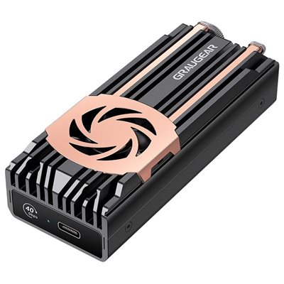 GRAUGEAR USB 4.0 -kotelointi M.2 2280 PCIe Gen4x4 NVMe SSD-levylle, musta/kupari
