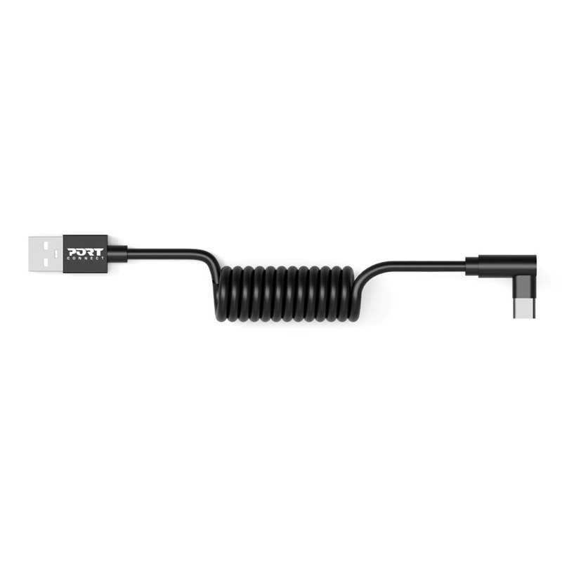 Port Designs 2.0 USB-C - USB-A -kierrekaapeli, 0,7m, musta, 10kpl