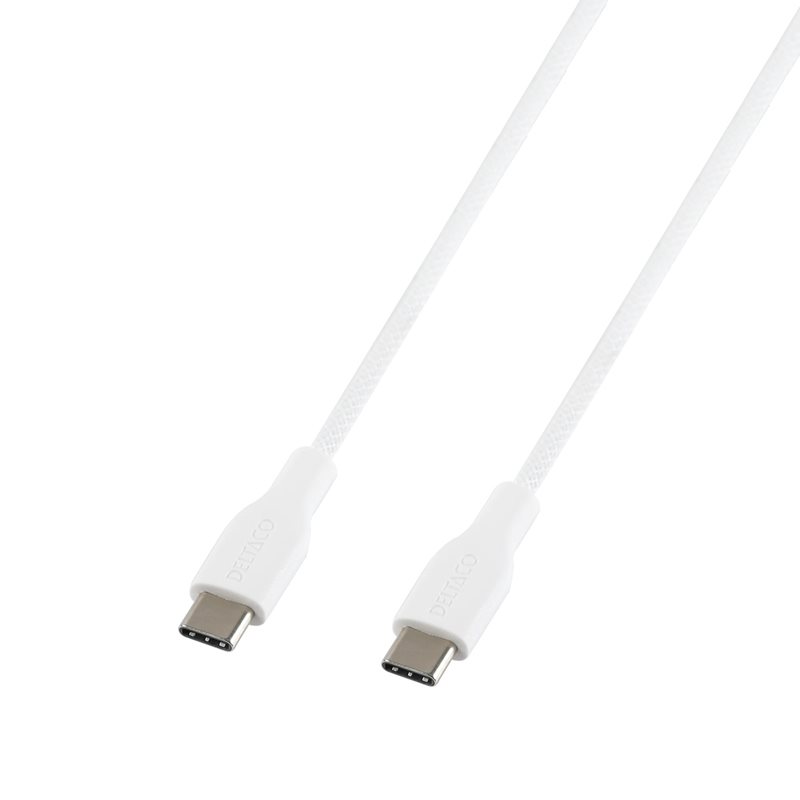 Deltaco 2.0 USB-C -kaapeli, SPR PD3.0 60W, 0,5m, valkoinen
