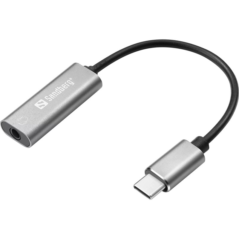 Sandberg USB-C -> 3,5mm Audio -adapteri, hopea