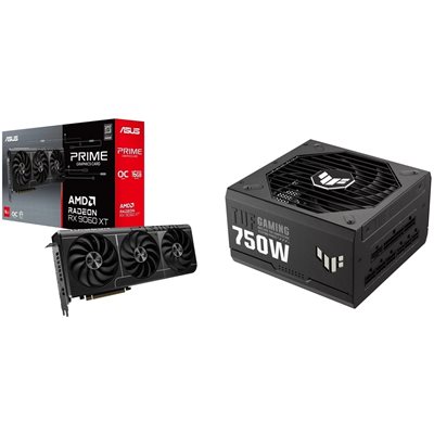 Asus PRIME-RX9060XT-O16G + TUF-GAMING-750G -tuotepaketti