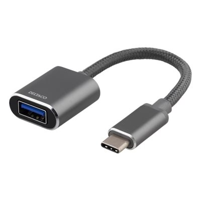 Deltaco 3.2 Gen1 USB-C -> USB-A OTG -adapteri, tähtiharmaa