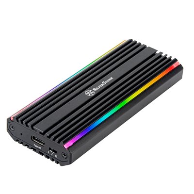 SilverStone MS13, ulkoinen kotelo NVMe / SATA M.2 SSD-levylle, USB 3.2 Type-C, musta
