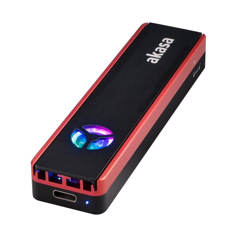 Akasa Vegas SSD Mate, ulkoinen alumiininen M.2 SSD-kotelo, musta/punainen