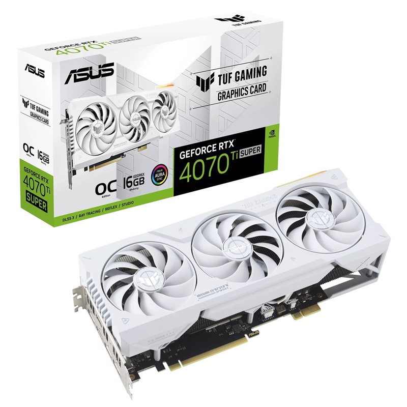 Asus (Outlet) RTX 4070Ti SUPER BTF TUF Gaming White OC Edition näytönohjain, 16GB GDDR6X(Norm.1059,90€)